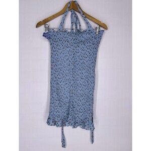 Free People Bella‎ Smocked Printed Slip Dress In Sky Blue Size Medium New